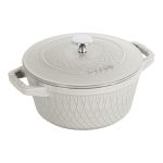Staub Twister Cast Iron Round Casserole Dutch Oven 24CM 4L White Truffle