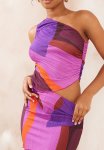 Plisse One Shoulder Top - Pink Print