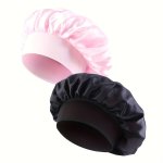 2PCS Satin Bonnets For All Hair Types - Elastic Sleep Caps With Adjustable Fit Soft & Comfortable Night Hats For Men And Women