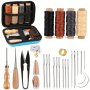 Leather Sewing Kit Leather Working Tools And Supplies Leather Working Kit With Large-eye Stitching Needles Waxed Thread Leather Upholstery Repair Kit Leather Sewing Tools