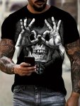 Men's Skeleton Graphic Print T-Shirt Casual Short Sleeve Crew Neck Tee Men's Clothing For Summer Outdoor