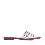 Cut-out Leather Sandals -white
