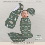 Wrap Set Swaddle Set African Rhino And Safari Green Wrap