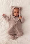 Pile Pram Suit With Ears - Beige