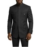 Tijofa African Safari Suits For Men 2 Piece Regular Fit Black Mens Chinese Tunic Suit For Wedding Slim Fit Black Stand Collar Ch