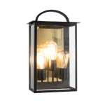 Miso Trio Metal And Glass Outdoor Wall Light Black