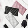 1-Piece Quilted Leather Eyeglass Case With Magnetic Snap Closure Semi-Hard Portable Sunglass Pouch