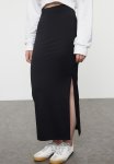 Slit Pencil Midi Skirt - Black