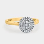 Yellow Gold 0.25CT Diamond Womens Round Cluster Ring