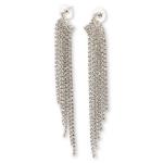 Silver Diamante Tassel Stud Earrings