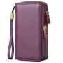 Women's Genuine Leather Rfid Double Zip Wallet Deep Purple