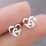 Tiny Heart Knot Design Stud Earrings Copper Silver Plated Jewelry Simple Leisure Style Suitable For Women Daily Wear