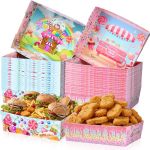 Uiifan 36 Pcs Candyland Party Food Trays 5 Lbs Candy Sweet Disposable Serving Food Boats Lollipop Dessert Theme Birthday Sweet C