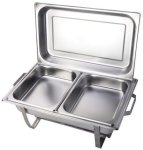 Stainless Steel 16 Liter Double Tray Chafing Dish - Leopard - Food Warmer 16 L Double Pan
