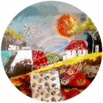 Round Ottoman Printed Panel Klein Karoo