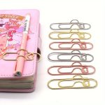 6PCS Mixed Color Multifunctional Love Metal Pen Clip Paper Clip With Pen Buckle Journal Diary Accessories Fixed Pen Clip Pen Han