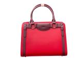 Elegant Two-tone Structured Satchel Handbag- Red