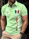 Men's Italy Themed Graphic Print Short Sleeve Lapel Golf Shirts Casual Style Slight Stretch Regular Fit Summer Tops Summer Golf