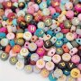 100/200/500PCS Colorful Alphabet Acrylic Beads With Golden Letters Diy Craft Kit For Jewelry Making Bracelet Necklace Keychain Accessories Mixed Assorted Random Colors With Stringing Holes