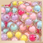 106PCS 8MM Candy Pastel Colors Mix Round Acrylic Cute Transparent Beads For Jewelry Making Diy Bracelet Necklace Handmade Craft