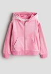 Velour Zip-through Hoodie - Pink