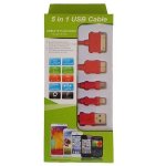 MicroWorld USB Cable 5 In 1 Red
