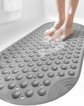 Dexi Bathtub Mat Non Slip 16X35 Shower Floor Mats For Bathroom Bath Tub Washable Oval Bathmat With Suction Cups And Drain Holes