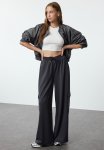 Cargo Pocket Soft Touch Tube Leg Knitted Sweatpants - Anthracite
