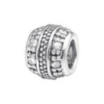 C1205-C3784 - 925 Sterling Silver Cz European Charm Bead - Clear Cz Crystal