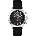 Ben Sherman Men's Silver Skeleton Chronograph Watch With Black Leather Strap