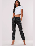 Vegan Leather JOGGERS - Matte Black - Small