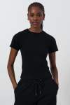Fitted Ribbed T-Shirt - XL Black