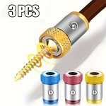 3-PIECE Alloy Magnetic Screwdriver Bit Holder Set - Scratch Resistant Strong Magnetism Ring For Electric Screw Heads - No Slip G