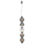 Pearl Glass Pendant Vertical - Smokey Glass With Chrome