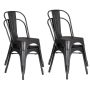 Steel Kitchen Dining Chair Set - Matt Black Set Of 4