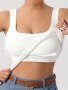 Simple Solid Scoop Neck Tank Top All-match Padded Vest Top Women's Lingerie & Underwear