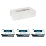 Acrylic Tissue Box Cover + Snowsoft Facial Tissues 180S - 3 Pack