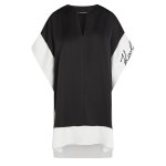 Signature Wide Sleeve Dress -white black