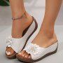 Women's Floral Decor Sandals Platform Slip On Cut Out Walking Shoes Comfort Wedge Vacation Slides