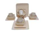 Smte 16-PIECE Ceramic Porcelain Dinnerware Set Cream With Keychain