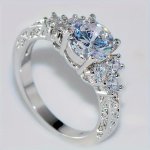 Elegant White Zirconia Engagement Ring For Girls - Fashionable Alloy Bridal Jewelry Perfect Anniversary Gift