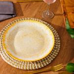 Printed Glazed Dinner Plate Golden Haze