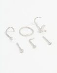 Surgical Steel Cubic Zirconia Butterfly Nose Piercings 6-PACK