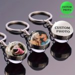 1PC Personalized Photo Keychain Custom Double-sided Glass Dome Pendant Zinc Alloy Luminous Keyring Diy Image Logo Key Chain For 
