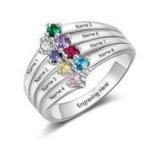 CRI103757 - 925 Sterling Silver Personalized Ring Names And Birthstones