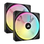 Corsair QX140 Icue Link Argb 140MM Pwm 2000 Rpm Black Case Fan - Twin Pack & System Hub