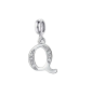 Silver Dazzling Pendant Charm Sparkling Alphabet Charm - Letter Q