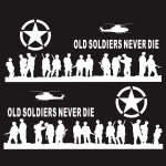 2 Pcs set D-84 Old Soldiers Pattern Car Modified Decorative Sticker White