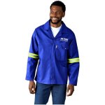 Artisan Premium 100% Cotton Jacket - Reflective Arms - Yellow Tape - Royal Blue 5XL