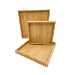 Bambo O 3 Piece Serving Tray Set Brown